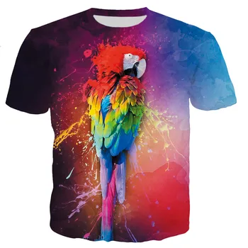 Футболка в повседневном стиле, уличная футболка Parrot для мужчин/женщин, новые модные крутые футболки с 3D-принтом