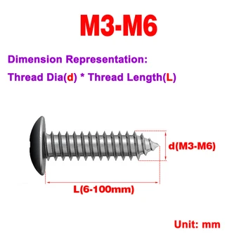 304 Зонтичная головка из нержавеющей стали Грибовидная головка Саморез Крестообразный винт M4-M6
