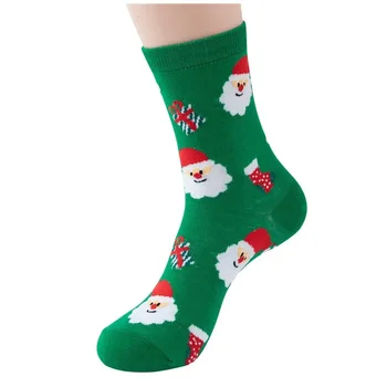 Серия Fashion Comfort Мультяшные Рождественские Носки Из Чистого Хлопка Хлопчатобумажные Носки Красный Зеленый Черный Узор Женский