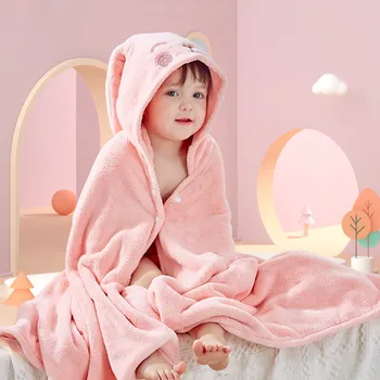 Удобный детский халат 70 * 140 см, милое детское одеяло с животными, детский халат с капюшоном, детское банное полотенце для малышей, для ванной комнаты