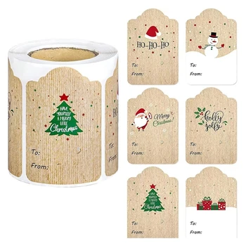 Прямоугольная рождественская наклейка в рулоне, Клейкая этикетка для печати конвертов, открытки для вечеринок