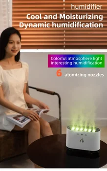 Новый Настольный Динамический Музыкальный Ультразвуковой Увлажнитель Воздуха С Пламенем Home 900 МЛ RGB Led Light Увлажнитель Воздуха Диффузор Машина Для Создания Тумана
