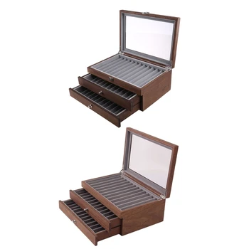 Винтажная деревянная коробка для ручек, дисплей для ручек, чехол с крышкой для коллекции ручек