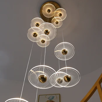Скандинавская лестничная люстра, современная светодиодная лампа для виллы, лампа для украшения дома в стиле ретро, подвесная лампа для гостиной, подвесной светильник для дома