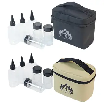 6 банок для специй для кемпинга Прозрачный пищевой соус Приправа с сумкой для переноски Контейнер для приправ для путешествий кемпинга пикника на открытом воздухе