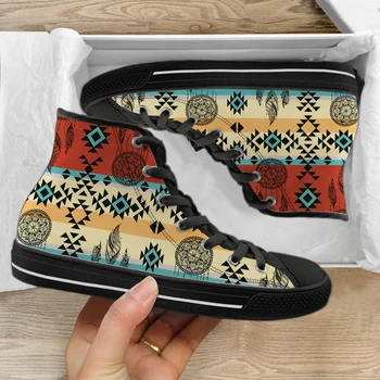 Парусиновая обувь INSTANTARTS с этническим племенным принтом ацтеков, Удобная Дышащая Мягкая Летняя Весенняя Обувь, Кроссовки, Вулканизированная обувь
