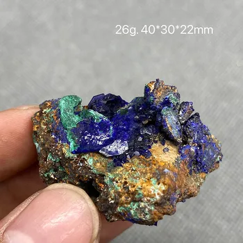 100% Натуральный красивый симбиотический образец минерала Азурит и малахит, Хрустальные Камни и кристаллы, Целебный кристалл