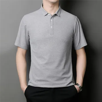 Летние мужские рубашки поло с коротким рукавом, спортивный дышащий материал, деловая повседневная рубашка поло, Брендовая футболка, высококачественная мужская футболка