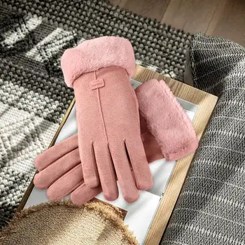 Теплые перчатки Женские Ветрозащитные Зимние Перчатки с Плюшевым Теплым Сенсорным экраном Противоскользящие Велосипедные Лыжи для защиты от холода