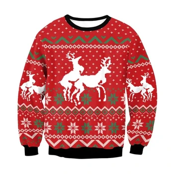 Новая мужская рождественская спортивная рубашка с рисунком Санта-Клауса, большой топ с длинными рукавами, модный свитер Унисекс