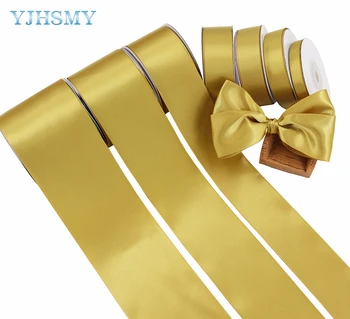 Золотая атласная лента, лента из плотной ткани для подарочной упаковки, кушак для стульев, украшение для свадьбы, Дня рождения, волос, Цветочное рукоделие, шитье