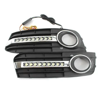 Автомобильный Люминесцентный Дневной Ходовой свет Сетчатая Решетка Каркаса Противотуманной фары Подходит для Audi A4 B8 2009-2011 8KD807682 8KD807681