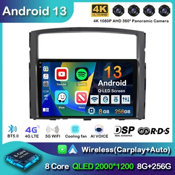 Автомобильный Радиоприемник Android 13 Carplay Для Mitsubishi Pajero 4 V80 V90 2006-2014 Мультимедийный Видеонавигационный Плеер GPS Стерео Головное Устройство
