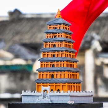 Мировая архитектура Башня Пагода Диких Гусей 3D Модель DIY Мини Алмазные Блоки Кирпичи Строительная Игрушка для Детей