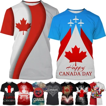 Патриотическая Креативная футболка I Love Canada, Летняя Модная Мужская и женская футболка Happy Canada Day в стиле Харадзюку с короткими рукавами