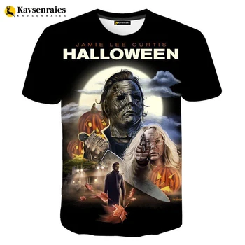 Футболка на Хэллоуин с 3D принтом ужасов Майкла Майерса, уличная одежда, топы оверсайз, мужская и женская летняя модная повседневная крутая футболка