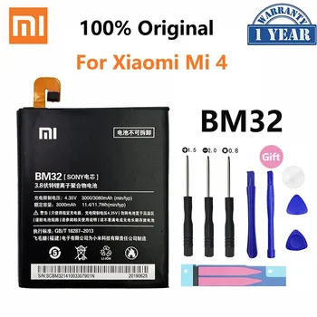 Xiao Mi Оригинальный аккумулятор для телефона BM32 для Xiaomi Mi 4 Mi4 M4 Высококачественные сменные аккумуляторы для телефона емкостью 3000 мАч