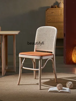 Обеденный стул из ротанга из массива дерева, домашний ресторан, кресло из ротанга, дизайнерское кресло средневековья, кресло для отдыха