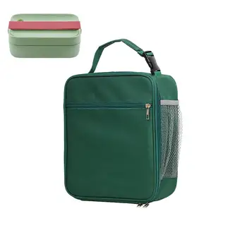 Изолированная сумка для ланча Сумка-холодильник для женщин с боковым сетчатым карманом и ручкой Многоразовая Изолированная сумка-холодильник для ланча для взрослых