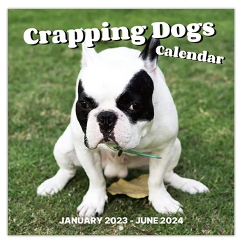 1 ШТ Настенный Календарь на 2024 Год-Календарь на 2024 год 12 Ежемесячных Какающих Собак Календарь На 2024 Год Забавные Подарки С Кляпом Во Рту