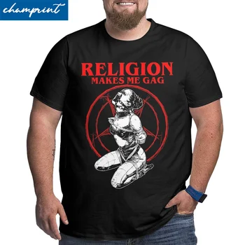 Мужские футболки Religion Makes Me Gag, Футболки Satan Girl, сатана, Монахиня, Дьявол, Хлопковые Футболки Большого Роста С Круглым вырезом, Одежда Оверсайз 5XL 6XL