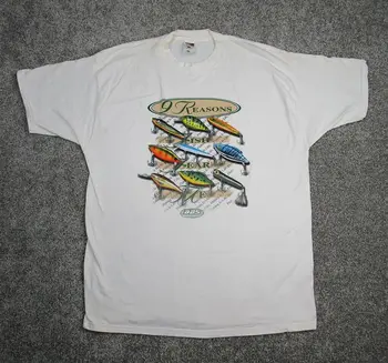 Винтажная рыболовная рубашка для взрослых Xxl Белые Рыболовные приманки 9 Причин, по которым рыбы боятся меня Bbs