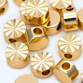 20шт Золотых Круглых Бусин-Прокладок для Монет 5 мм, Настоящие Позолоченные Латунные Бусины Rondelle (GB-1785)
