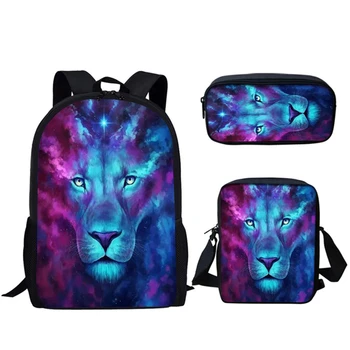 Классический Тигр Лев леопард Медведь 3D Принт 3 шт./компл. Школьные сумки для учеников, Рюкзак для ноутбука, Наклонная сумка на плечо, Пенал