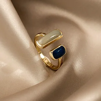 Французское ретро Романтическое сочетание цветов, золотые открытые кольца с капельной глазурью для женщин 2021, Корейские модные ювелирные изделия, роскошное кольцо для вечеринок для девочек