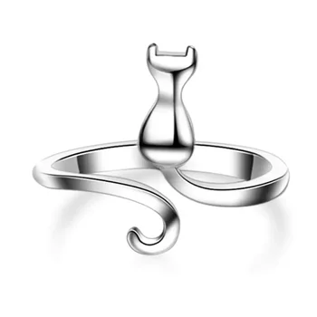 CAOSHI Lovely Cat Регулируемое кольцо, женские украшения для ежедневных вечеринок, Модные Универсальные металлические аксессуары для пальцев серебристого цвета для женщин