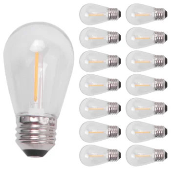 15 Упаковок Сменных Лампочек 3V LED S14 Небьющиеся Наружные Солнечные Струнные Лампочки Теплый Белый