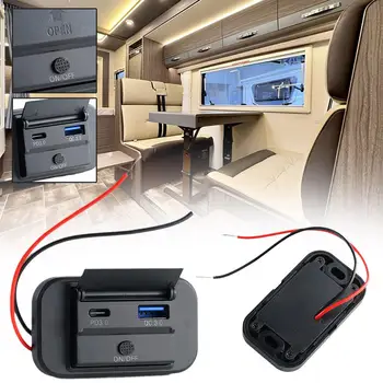 PD3.0 QC3.0 Быстрая Зарядка Type C С Двумя USB-Портами, Автомобильное Зарядное Устройство, Розетка-Адаптер, USB Панель Питания С Переключателем Для Автомобильных Мотоциклов 12V 24V