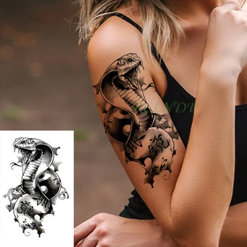 Водонепроницаемые Временные Татуировки Кобра змея животное Поддельная Татуировка Флэш Тату Боди Арт татуировки для Девочек Женщин Мужчин детей