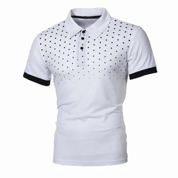 Летняя мужская рубашка поло 2023, топ с коротким рукавом, приталенная одежда для гольфа в горошек с модным принтом, мужские шорты Polo 5XL