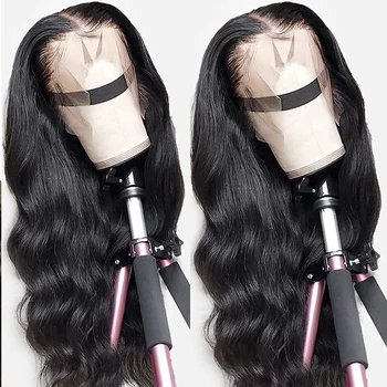 Прозрачный парик человеческих волос на кружеве 13x4, предварительно выщипанные парики HD body wave, человеческие волосы, 100% парики человеческих волос на кружеве для женщин