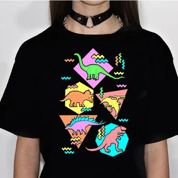 Женская футболка с динозавром, топ с комиксами, дизайнерская одежда в стиле манга для девочек