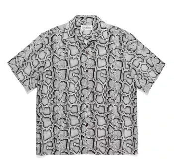 23SS Новая рубашка WACKO MARIA со змеиным рисунком, мужская и женская футболка в летнем стиле, повседневные гавайские рубашки, футболка