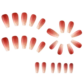 1 Комплект Носимых Ногтей С Винно-Красным Блеском, Носимых Предметов Для Нейл-арта, Стиль Чистого Желания