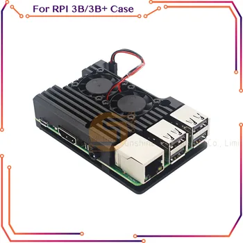 Raspberry Pi 3 Модель B + Алюминиевый корпус с двойным охлаждающим вентилятором Металлический корпус Черный корпус для Raspberry Pi 3B RPI133