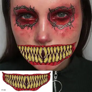 Новая забавная двухцветная светящаяся наклейка с татуировкой на Хэллоуин, наклейка на лицо, наклейка с татуировкой в виде шрама на фестивале призраков, наклейки на лицо