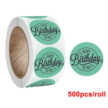 500ШТ зеленых подарочных наклеек с Днем РОЖДЕНИЯ для вас и декора торта, несколько стилей клейкой упаковки для выпечки и подарков