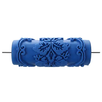Малярный валик с декоративными мотивами для машинного дизайна цветы / синий 15 см