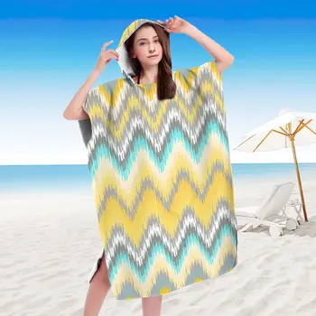 Пляжное пончо из микрофибры с геометрическим рисунком, летние быстросохнущие Банные полотенца с капюшоном, халат для смены гидрокостюма, плащи для серфинга