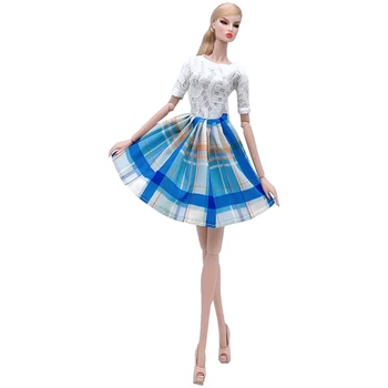 NK 1 комплект 30 см Повседневная клетчатая юбка принцессы в клетку, красивое платье для церемонии, модная одежда для куклы Барби, аксессуары, Подарочная игрушка