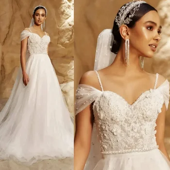 Новое великолепное свадебное платье сексуальное итальянское платье с бретельками на плечах, сверкающее элегантное свадебное платье для свадебной фотосъемки на пляже и в саду