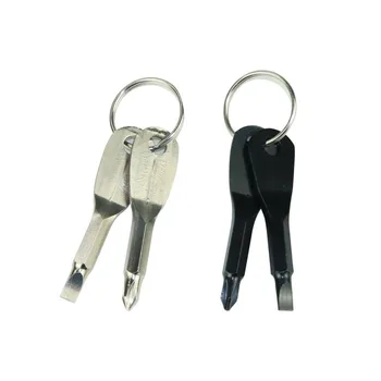 Карманный брелок-мультитул в форме ключа из прецизионной литой стали, мини-крестообразная отвертка Edc, многофункциональный аксессуар для рюкзака