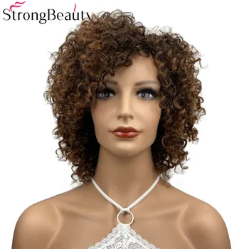 StrongBeauty Вьющиеся женские парики Синтетический парик из волос средней длины 8 дюймов Тепло в порядке