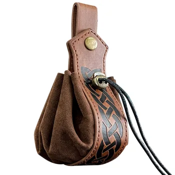 Косплей средневековый искусственная кожа drawstring сумка , ретро-скандинавский портативный кошелек для монет, Винтажная сумка на ремне кости сумка для вечеринки