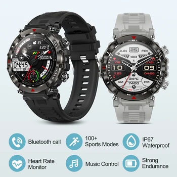 Спортивные смарт-часы для мужчин с голосовым вызовом Bluetooth Водонепроницаемые смарт-часы для фитнеса с длительным сроком службы батареи Часы для Android IOS