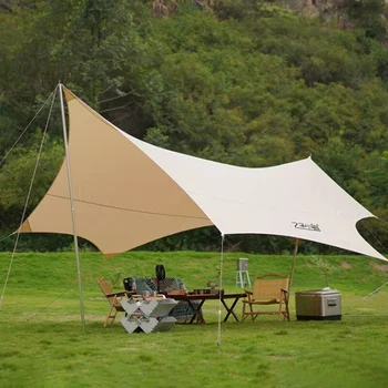 Черная резиновая палатка с шестиугольным навесом в форме бабочки, походное снаряжение для пикника на открытом воздухе